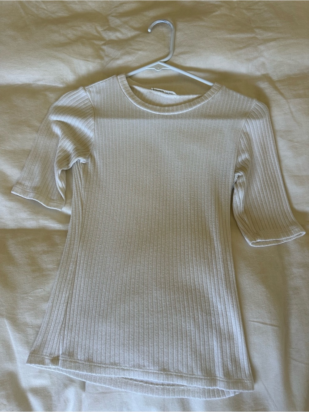Reformation Ribbed Short Sleeve Crewneck Top - White
